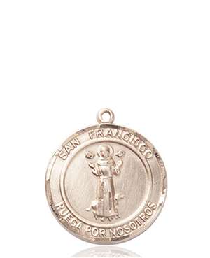 San Francis Medal<br/>8036 Spanish, Round, 14kt Gold