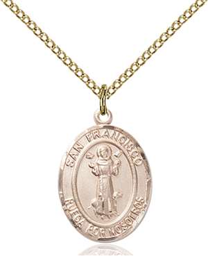San Francis Medal<br/>8036 Spanish, Oval, Gold Filled