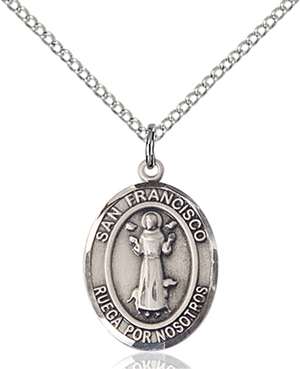 San Francis Medal<br/>8036 Spanish, Oval, Sterling Silver