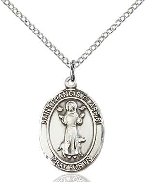 St. Francis of Assisi Medal<br/>8036 Oval, Sterling Silver
