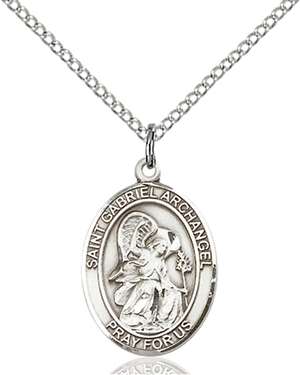 St. Gabriel the Archangel Medal<br/>8039 Oval, Sterling Silver