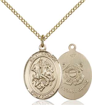 St. George / Coast Guard Medal<br/>8040 Oval, Gold Filled