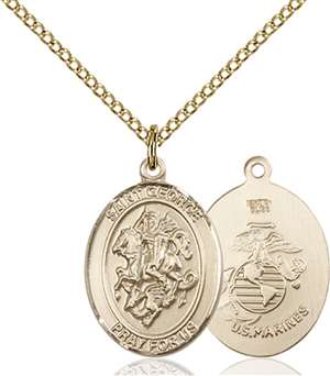 St. George / Marines Medal<br/>8040 Oval, Gold Filled