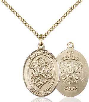 St. George / Nat'L Guard Medal<br/>8040 Oval, Gold Filled