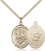 St. George / Navy Medal<br/>8040 Oval, Gold Filled