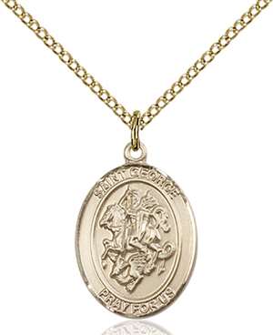 St. George/Paratrooper Medal<br/>8040 Oval, Gold Filled