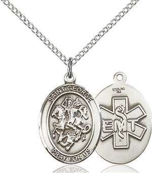 St. George / Emt Medal<br/>8040 Oval, Sterling Silver