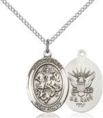 St. George / Navy Medal<br/>8040 Oval, Sterling Silver