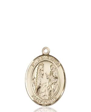 St. Genevieve Medal<br/>8041 Oval, 14kt Gold