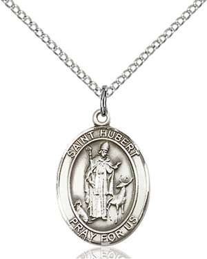 St. Hubert of Liege Medal<br/>8045 Oval, Sterling Silver