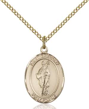 St. Gregory the Great Medal<br/>8048 Oval, Gold Filled