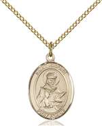 St. Isidore of Seville Medal<br/>8049 Oval, Gold Filled