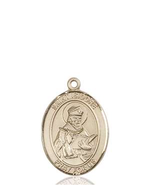 St. Isidore of Seville Medal<br/>8049 Oval, 14kt Gold