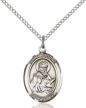 St. Isidore of Seville Medal<br/>8049 Oval, Sterling Silver