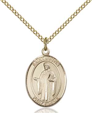 St. Justin Medal<br/>8052 Oval, Gold Filled