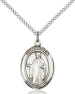 St. Justin Medal<br/>8052 Oval, Sterling Silver