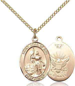 St. Joan Of Arc / Navy Medal<br/>8053 Oval, Gold Filled