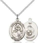 St. Joan Of Arc / Marines Medal<br/>8053 Oval, Sterling Silver