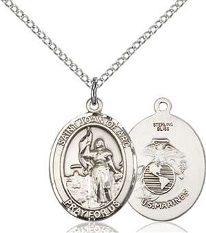 St. Joan Of Arc / Marines Medal<br/>8053 Oval, Sterling Silver