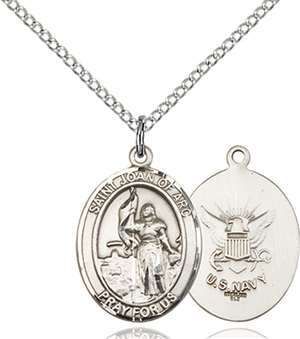 St. Joan Of Arc / Navy Medal<br/>8053 Oval, Sterling Silver