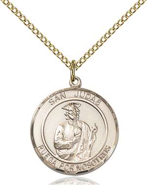 San Judas Medal<br/>8060 Spanish, Round, Gold Filled