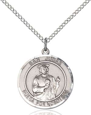 San Judas Medal<br/>8060 Spanish, Round, Sterling Silver