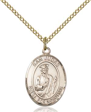 San Judas Medal<br/>8060 Spanish, Oval, Gold Filled