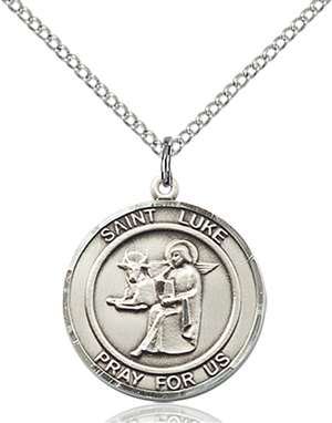St. Luke the Apostle Medal<br/>8068 Round, Sterling Silver