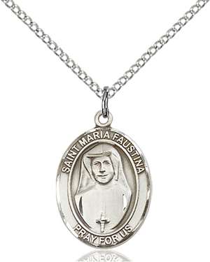 St. Maria Faustina Medal<br/>8069 Oval, Sterling Silver