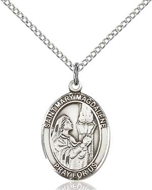 St. Mary Magdalene Medal<br/>8071 Oval, Sterling Silver