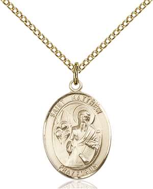 St. Matthew the Apostle Medal<br/>8074 Oval, Gold Filled