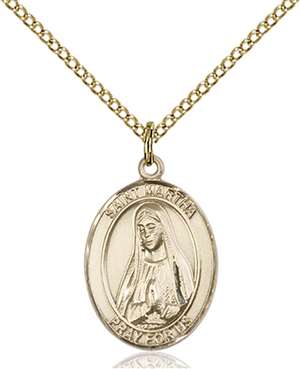 St. Martha Medal<br/>8075 Oval, Gold Filled