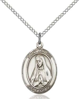 St. Martha Medal<br/>8075 Oval, Sterling Silver