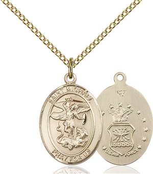 St. Michael / Air Force Medal<br/>8076 Oval, Gold Filled