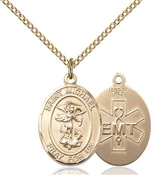St. Michael / Emt Medal<br/>8076 Oval, Gold Filled