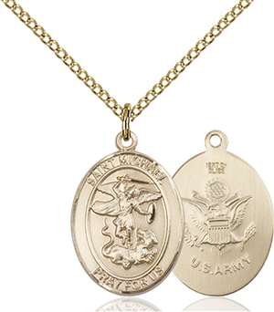 St. Michael / Army Medal<br/>8076 Oval, Gold Filled