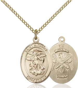 St. Michael / Nat'l Guard Medal<br/>8076 Oval, Gold Filled