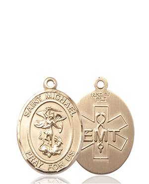 St. Michael / Emt Medal<br/>8076 Oval, 14kt Gold