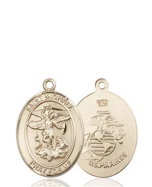 St. Michael / Marines Medal<br/>8076 Oval, 14kt Gold