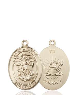 St. Michael / Navy Medal<br/>8076 Oval, 14kt Gold
