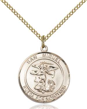 San Miguel Arcangel Medal<br/>8076 Spanish, Round, Gold Filled