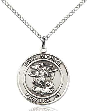 St. Michael the Archangel Medal<br/>8076 Round, Sterling Silver