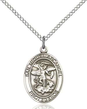 San Miguel Arcangel Medal<br/>8076 Spanish, Oval, Sterling Silver