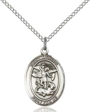 St. Michael the Archangel Medal<br/>8076 Oval, Sterling Silver