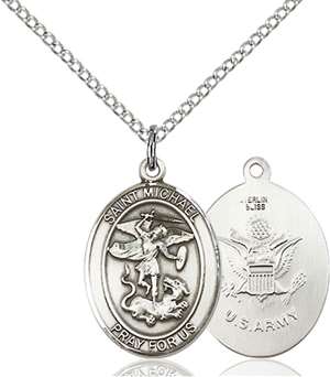 St. Michael / Army Medal<br/>8076 Oval, Sterling Silver