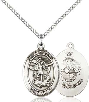 St. Michael / Marines Medal<br/>8076 Oval, Sterling Silver