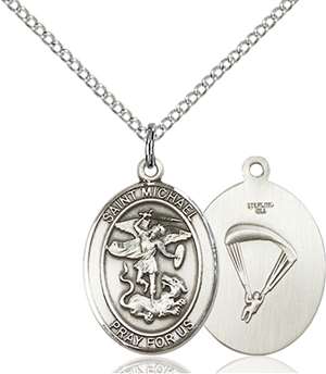 St. Michael / Paratrooper Medal<br/>8076 Oval, Sterling Silver