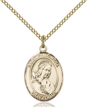 St. Philomena Medal<br/>8077 Oval, Gold Filled