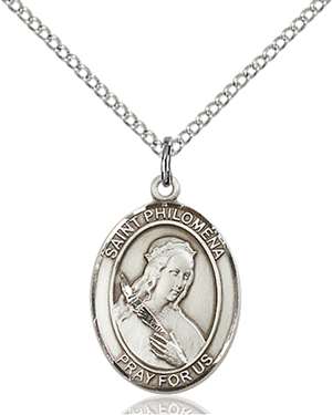St. Philomena Medal<br/>8077 Oval, Sterling Silver