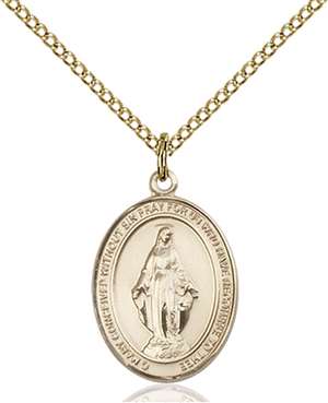 Miraculous Medal<br/>8078 Oval, Gold Filled